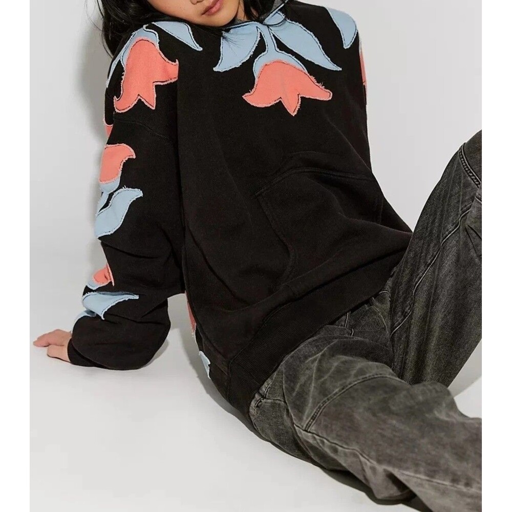 Free People We The Free it's a Vibe Flowers Hoodie Sweatshirt Jacket XL 289164